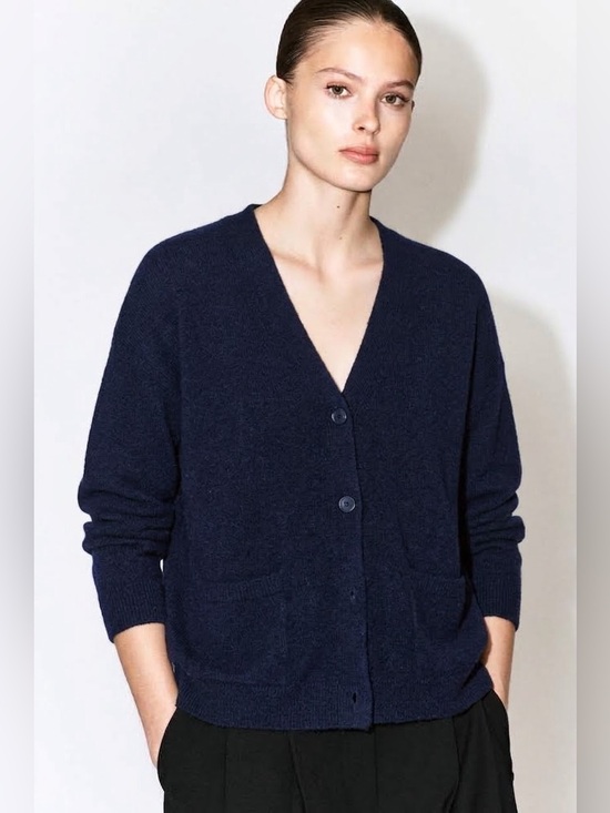 COS Sweaters - COS Oversized 100% Wool Navy Cardigan Sweater Size Small Minimalist Cozy Fall